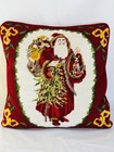 Vintage Needlepoint Pillow With Santa Claus Saint Nicholas For Holidays