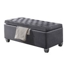 Grey Tufted Storage Bench - Upholstered Ottoman With Lift-up Seat