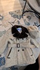 Vintage Toddler Boys Sz 3 Brown Faux Fur Collar Tweed Belted Coat   Hat Handsome