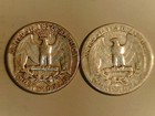 Two Different 25c Washington Quarters 90  Silver Coins Circulated Random Dates