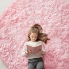 Modern Round Fluffy Rug 4x4 Ft Shaggy Area Carpet Non-slip Floor Mat For Bedroom