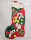 Lot Of 2 Vintage Handmade Needlepoint Cat Dog Snowman Santa Christmas Stockings