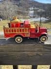 Vintage 1950s Tin Friction Fire Truck 7    Made In Japan Works