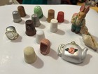 Mixed Lot Of Vintage Thimbles  Rabbit Figurine  And 2 Pins  16 Items