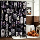 Halloween Shower Curtain Gothic Skeleton Ghost Shower Curtain