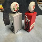 Vintage Texaco Ceramic Salt Pepper Shakers Gas Pump Sky Chief Red Silver
