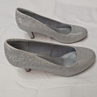 Dream Pairs Luvly Pumps Womens 7 5 Silver Glitter Kitten Heel Round Toe Shoes
