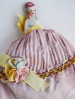 Vintage Victorian Style Porcelain Half Doll Pin Cushion Dress Sewing Decor