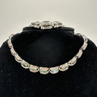 Vintage Taxco Narvaez Sterling Silver 925 Abalone Necklace   Bracelet Set Mexico