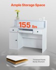 Uimoso Reception Desk Rectangular Front Counter Table 47 24in White Office Table
