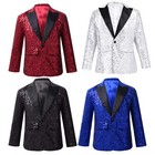 Us  Boys Sparkly Sequin Suit Blazer One Button Lapel Birthday Party Jacket Coat