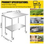 Food Prep Table 24  X 36  Stainless Steel For Commercial Kitchen Work W baffle