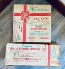 Vtg Evergleam Tri-lite Revolving Color Wheel Stand   6    Aluminum Christmas Tree
