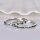 1 20 Ct Round Black Moissanite Eternity Wedding Ring Set 14k White Gold Plated