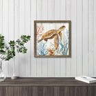 Sea Turtle Framed Wall Art  Wooden Coastal Theme Ocean Life Picture Artwork S   