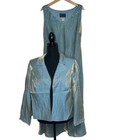 Alex Evenings 18wp Elegant Teal Blue Iridescent Formal Jeweled Gown jacket Glam