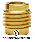 E-z Lok P n 400-006  6-32 Threaded Brass Insert For Wood   10 Pieces  