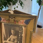 Antique American Ww1 Cast Iron Frame W  Photo Of Soldier - Military