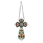Stained Glass Cross Window Panel Suncatcher Art Glass Victorian Tiffany Style