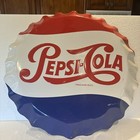Vintage Large Embossed Pepsi Cola Bottle Cap 26 5    Metal Sign - Stout Marketing