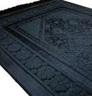 Modefa Luxury Velvet Islamic Prayer Rug Janamaz Sajjadah Floral Stamp Black