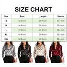 Womens Satin Silk Solid Shirt Ladies Elegant Baggy Button-up Ol Work Blouse Tops