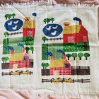 Vintage 1970s Bright Patchwork Print Country Farmhouse 2 Dish Kitchen Towels
