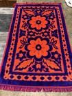 Vtg Fieldcrest Sculpted Floral Hand Towel Blue Red Orange Mod 60 s Euc