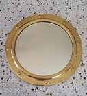 1950s English Polished Brass Nautical Porthole Convex Mirror 12 