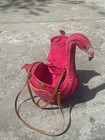 Pink Flamingo Shaped Bag Retro Pink Novelty Basket Wicker Basket Unique Handbag