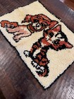 Vintage Mcm Latch Hook Rug Wall Hanging Kitten   Puppy Cat   Dog Art