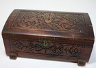 Vintage Carved Wood Cedar Box W  Antique Disney Snow White Stamps Jewelry Trinke