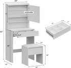 24  White Makeup Vanity Table Set With Lighted Mirror   Charging Station