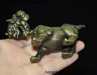 Chinese Ancient Bronze Carving Auspicious Animal Lion Dog Statue Incense Burner