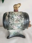 Vtg Japanese Dragonware Moriage Sake Keg Barrel Decanter Hand Painted Barware
