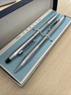 Vintage Cross Chrome Filled Pen Pencil Set No  3501 W  Box