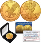 2022 1 Oz 999 Fine Silver American Eagle  1 Coin 24k Gold Gilded With Box   Cer