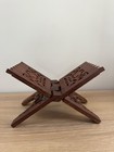 Vintage Boho Carved Wood Book Stand Folding Cookbook Holder Bible Rest Teak 12 