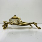 Vintage Brass And Crystal Art Nouveau Inkwell  Antique-style Replica