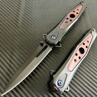 8 75    Wood Military Tactical Edc Spring Assisted Open Blade Folding Pocket Knife