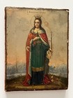 Tsarist Russia  Antique Russian Icon rare Subjec   saint Alexandra  Tsarina     19th