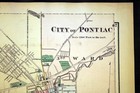1872 Auburn Village   City Of Pontiac Plat Map Oakland County Michigan Original