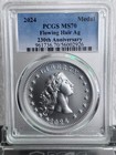 2024 Silver Flowing Hair Medal 230th Anniversary Us Mint Pcgs Ms70