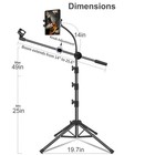 Mic Stand Microphone Floor Boom With Tablet Phone Holder Height Adjustable Clips