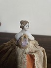 Vintage Porcelain Half Doll Girl Woman Pin Cushion Approx 4 5  Tall