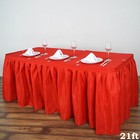 Red 21 Feet Pleated Table Skirt Polyester Fabric Tradeshow Wedding Catering