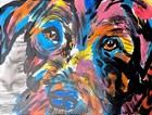 Pop Art Pet Portrait Abstract Doggo Buddy Dog Acrylic Canvas Home Decor 12 X 16