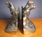 Cast Bronze Brass Finish Irish English Setter Pointer Dogs Bookends Vintage Pair