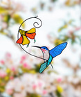 Suncatcher Glass Hummingbird  Stained Glass Window Hanging Ornament  Bird Gift