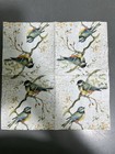 Two Single Cocktail Napkins For Decoupage Happy Little Titmice Birds Script